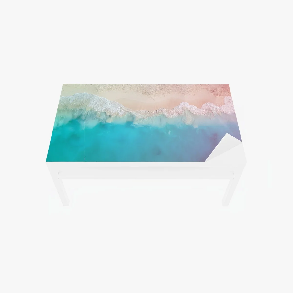 Table & desk veneer pastel turquoise beach aerial • Wallissimo® Table & desk veneer pastel turquoise beach aerial • Wallissimo®