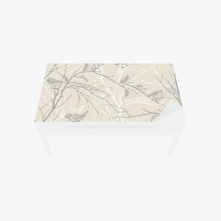 Table & desk veneer soft beige bird and branch pattern • Wallissimo®