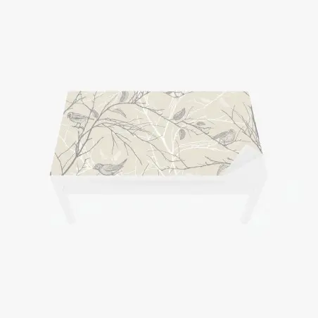 Table & desk veneer soft beige bird and branch pattern • Wallissimo®