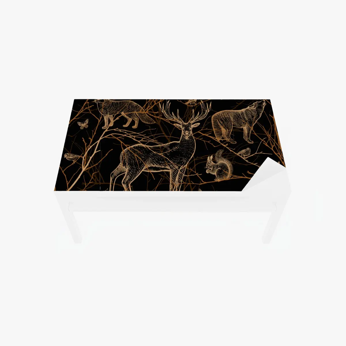 Table & desk veneer golden forest animals on black ⁕ Wallissimo® Table & desk veneer golden forest animals on black ⁕ Wallissimo®