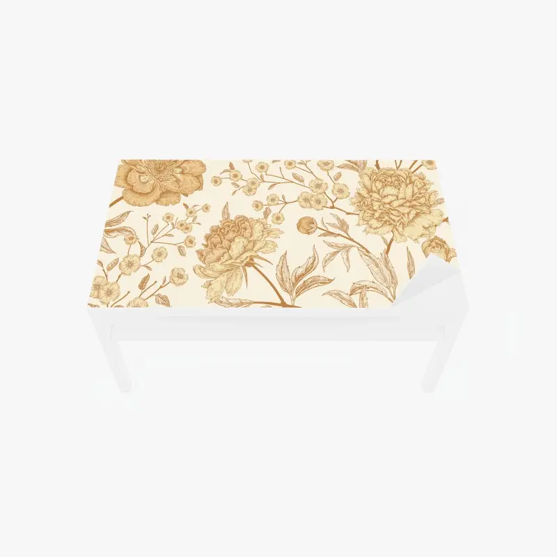 Table & desk veneer vintage beige peony floral pattern