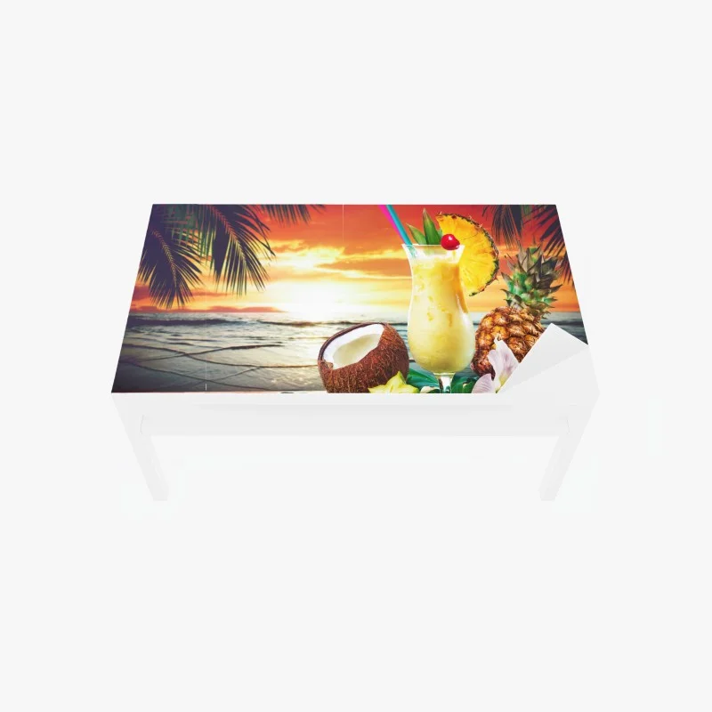 Table & desk veneer tropical pineapple and coconut sunset
