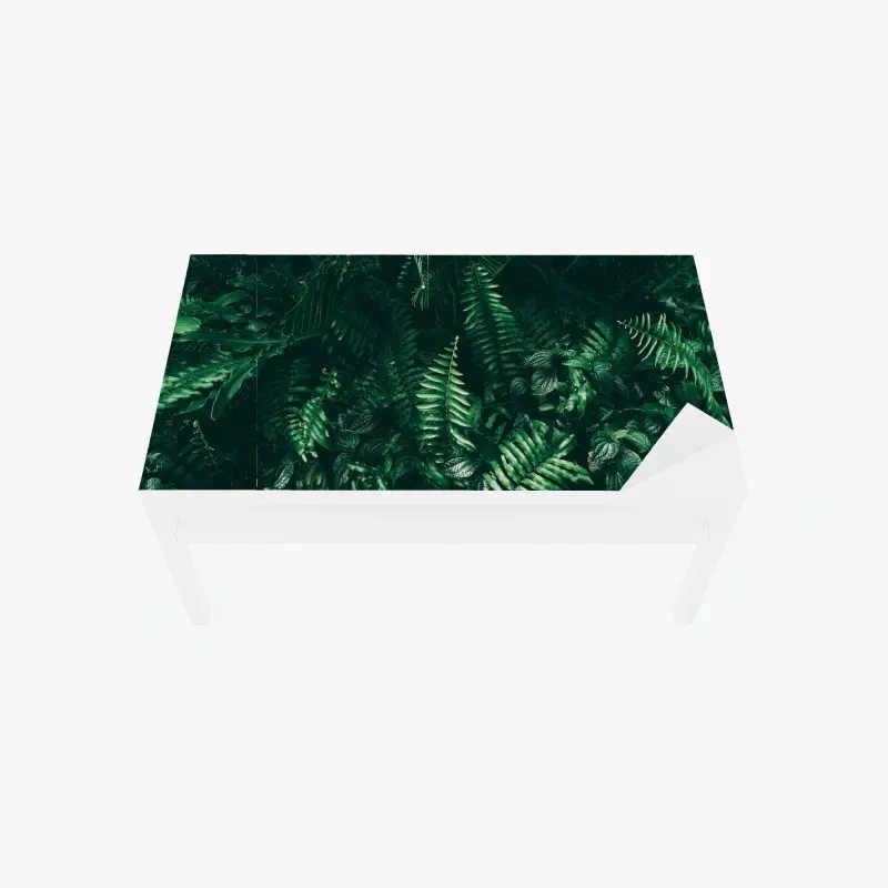 Table & desk veneer tropical green leaves composition