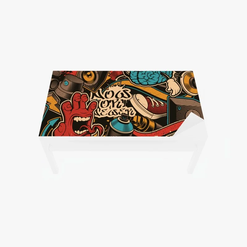 Table & desk veneer urban graffiti pop art collage