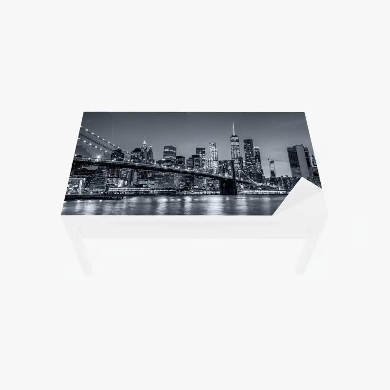 Table & desk veneer New York skyline at night