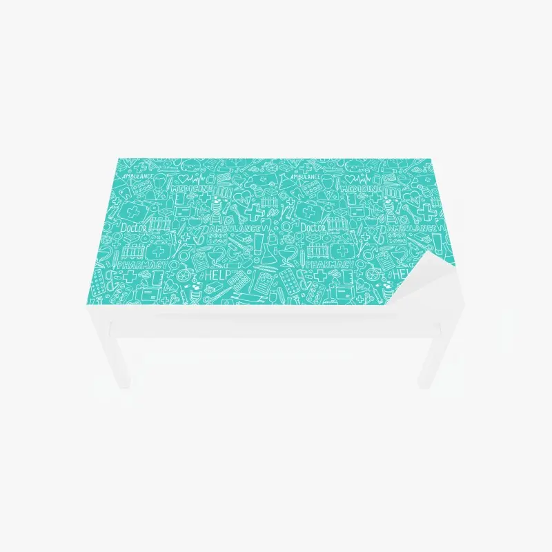 Table & desk veneer turquoise medical icons seamless pattern