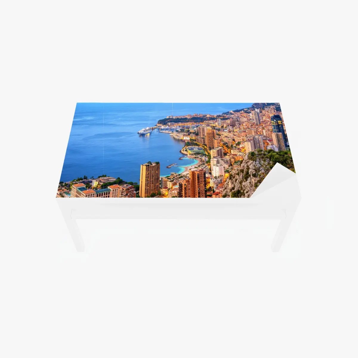 Table & desk veneer Monaco coastal cityscape at dusk ⁕ Wallissimo® Table & desk veneer Monaco coastal cityscape at dusk ⁕ Wallissimo®