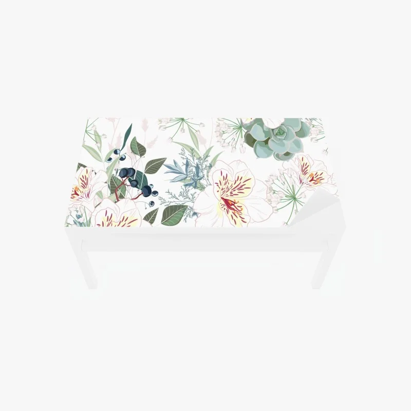 Table & desk veneer delicate pastel floral pattern