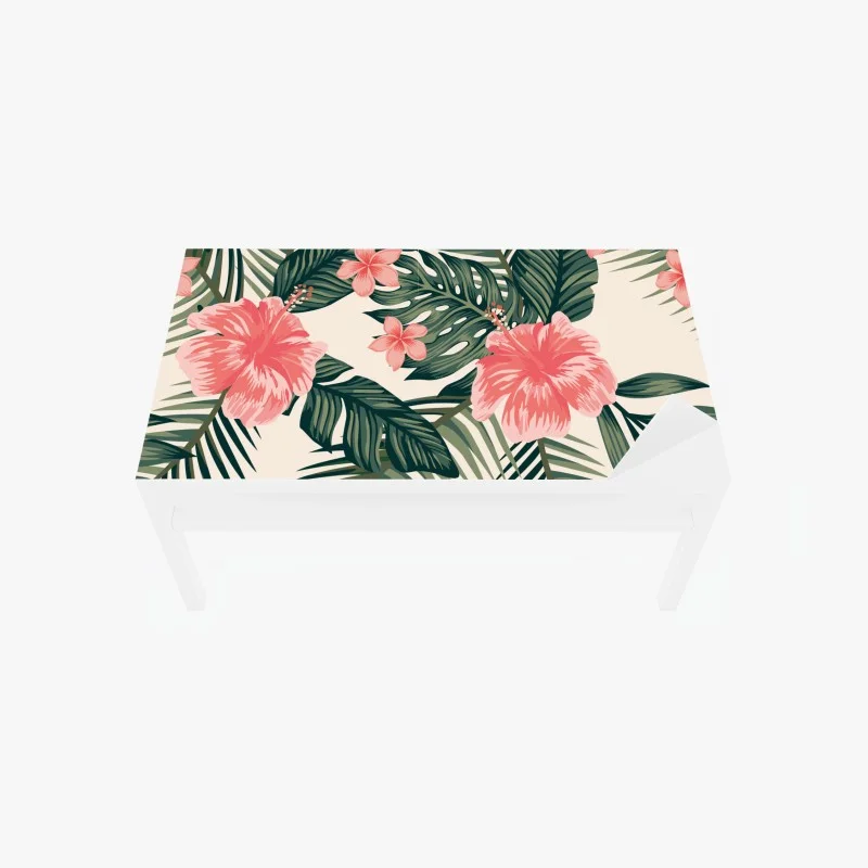 Table & desk veneer tropical hibiscus floral pattern