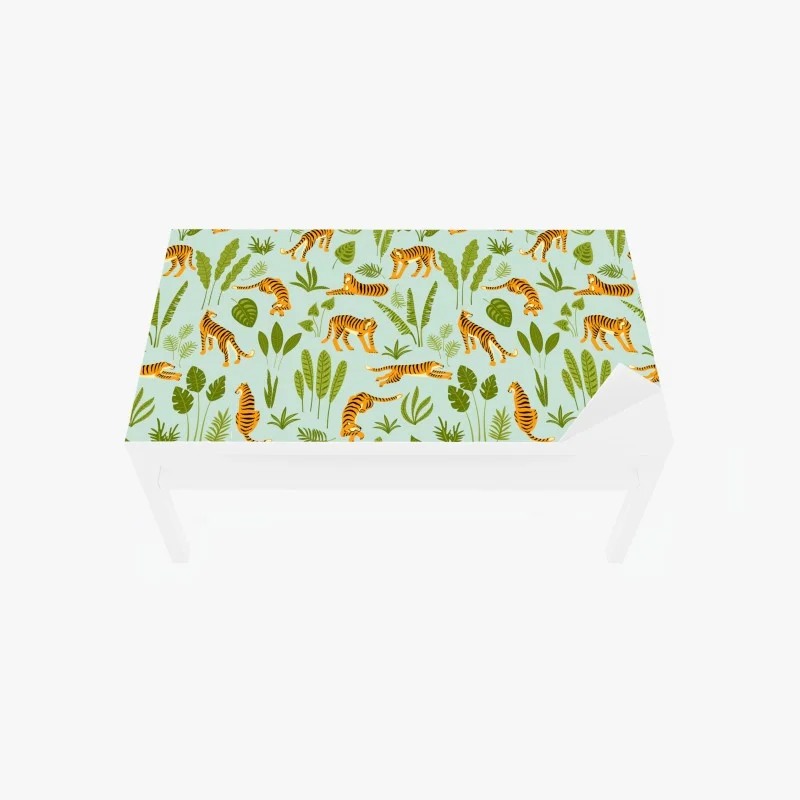 Table & desk veneer playful tiger jungle pattern