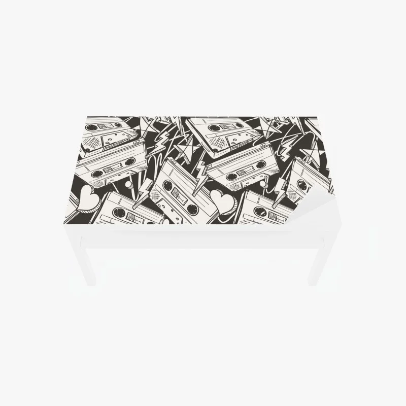 Table & desk veneer vintage cassette tape pattern
