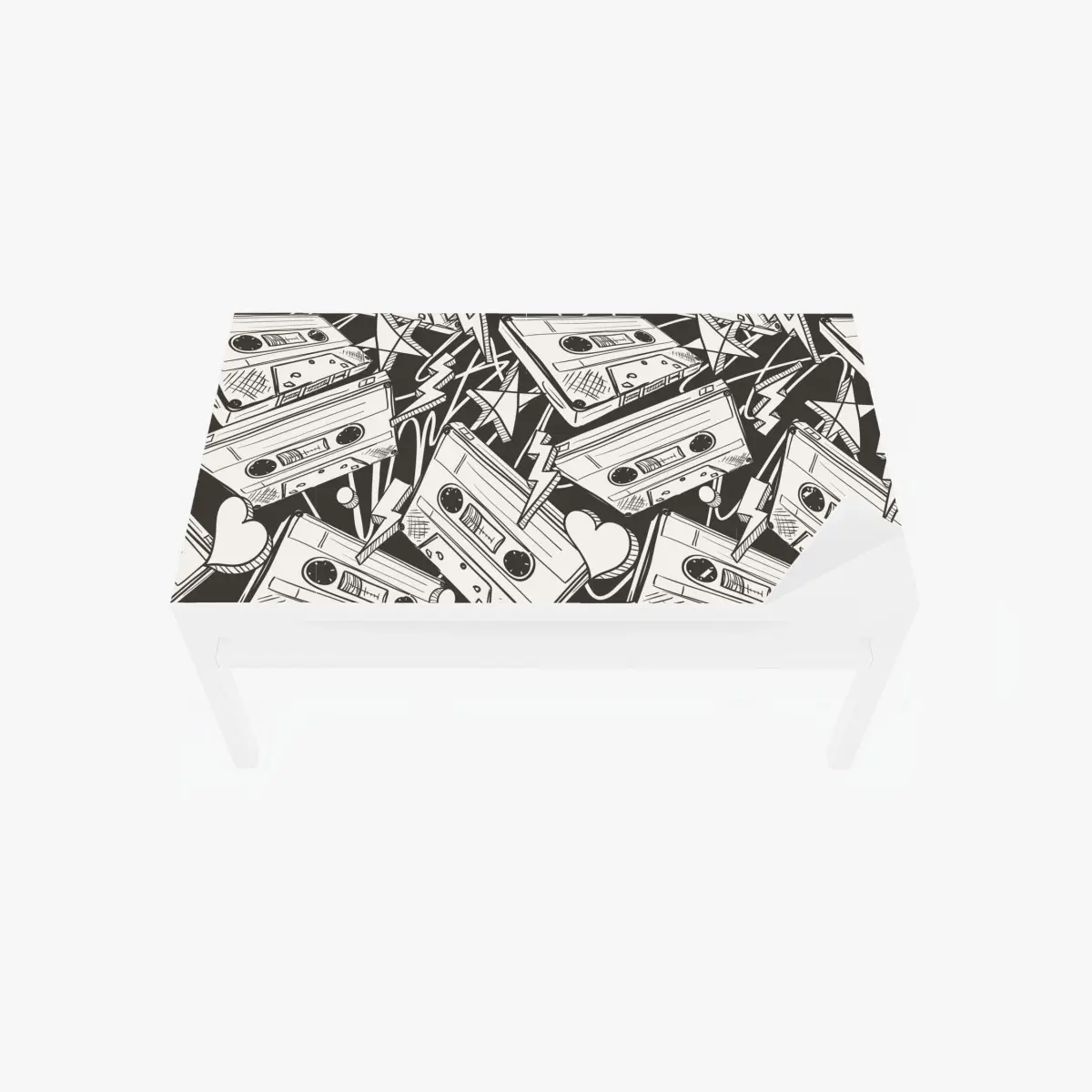 Table & desk veneer vintage cassette tape pattern • Wallissimo® Table & desk veneer vintage cassette tape pattern • Wallissimo®