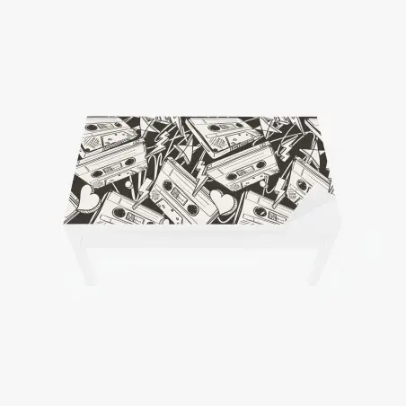Table & desk veneer vintage cassette tape pattern • Wallissimo®