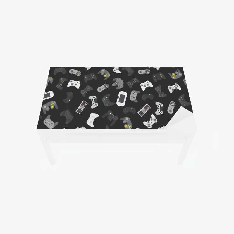 Table & desk veneer retro gaming controllers pattern
