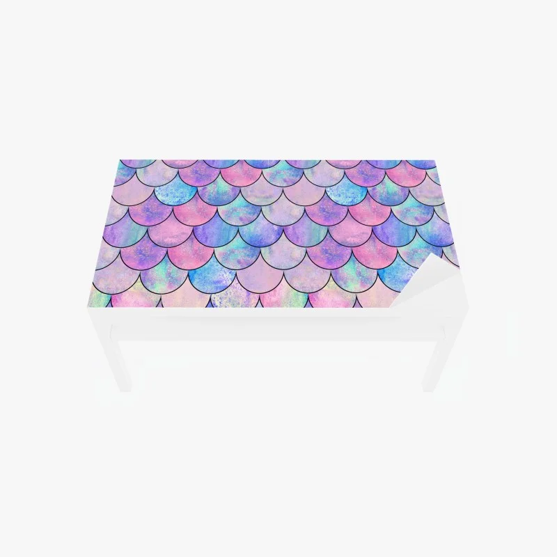 Table & desk veneer pastel mermaid scales pattern