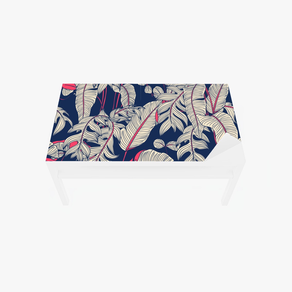 Table & desk veneer navy tropical leaves pattern • Wallissimo® Table & desk veneer navy tropical leaves pattern • Wallissimo®