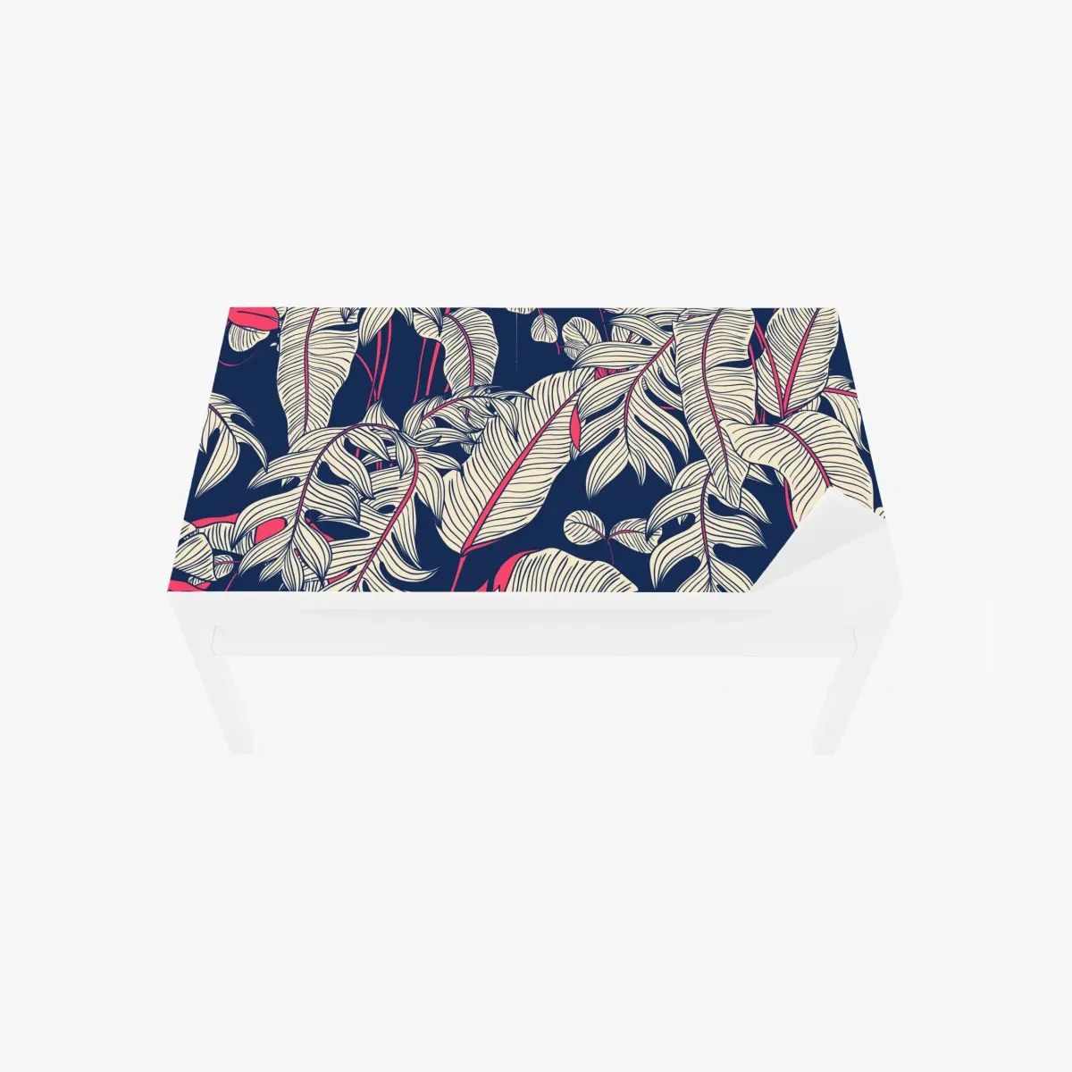 Table & desk veneer navy tropical leaves pattern • Wallissimo®
