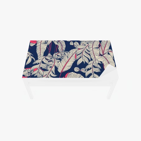 Table & desk veneer navy tropical leaves pattern • Wallissimo®