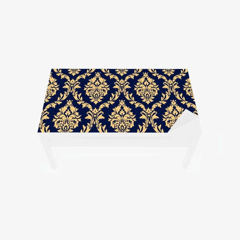 Table & desk veneer elegant gold damask pattern on navy background