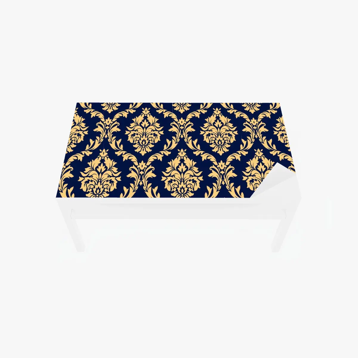 Table & desk veneer elegant gold damask pattern on navy background • Wallissimo® Table & desk veneer elegant gold damask pattern on navy background • Wallissimo®