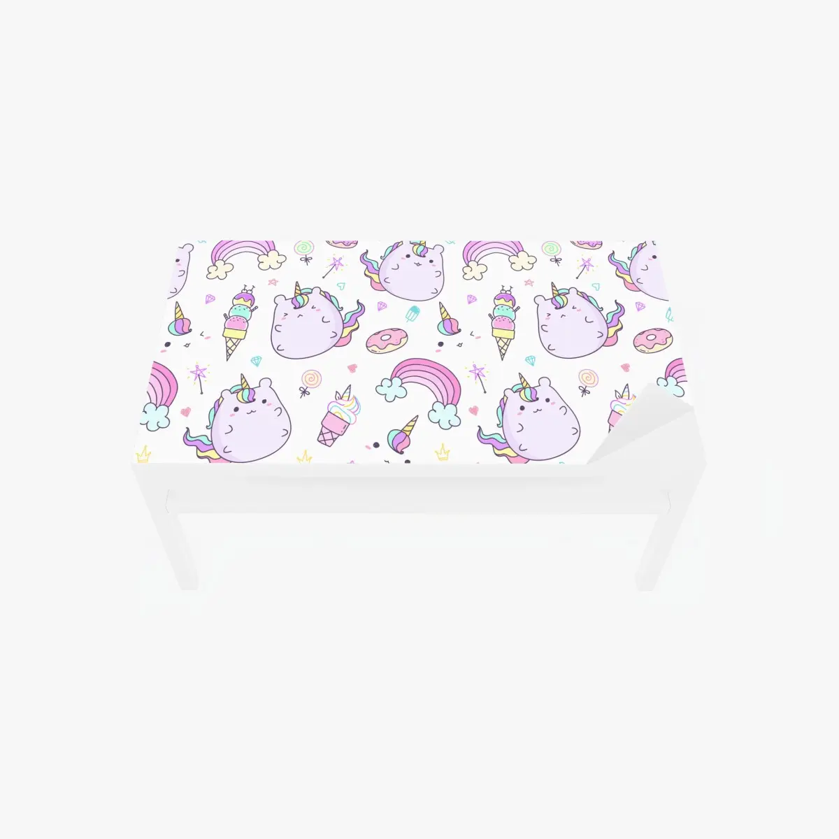 Table & desk veneer playful pastel unicorn cat pattern • Wallissimo® Table & desk veneer playful pastel unicorn cat pattern • Wallissimo®