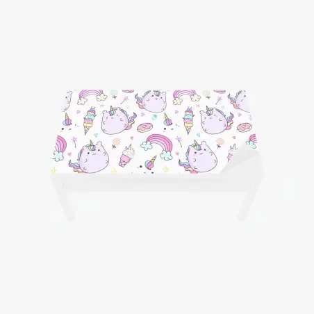 Table & desk veneer playful pastel unicorn cat pattern • Wallissimo®