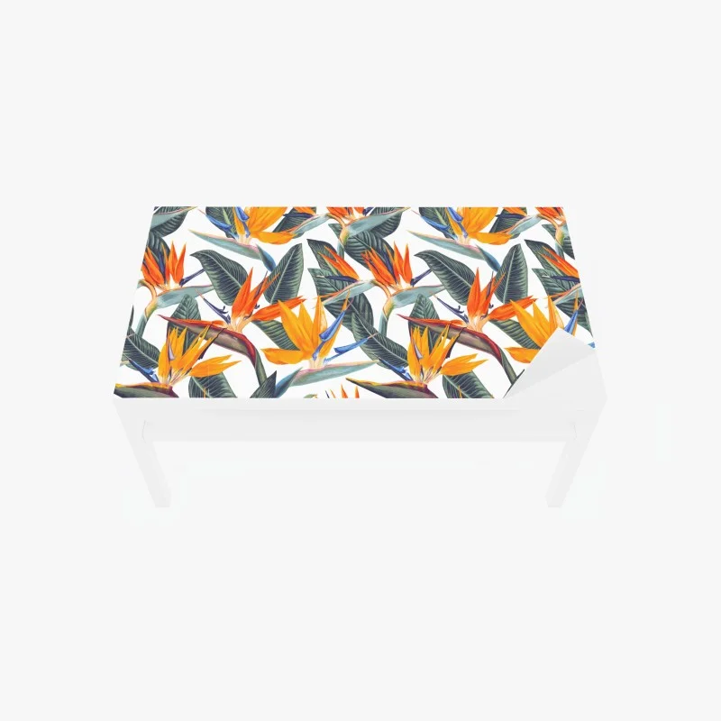 Table & desk veneer tropical bird of paradise botanical pattern