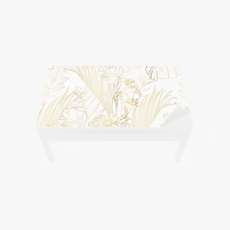 Table & desk veneer golden tropical leaves pattern
