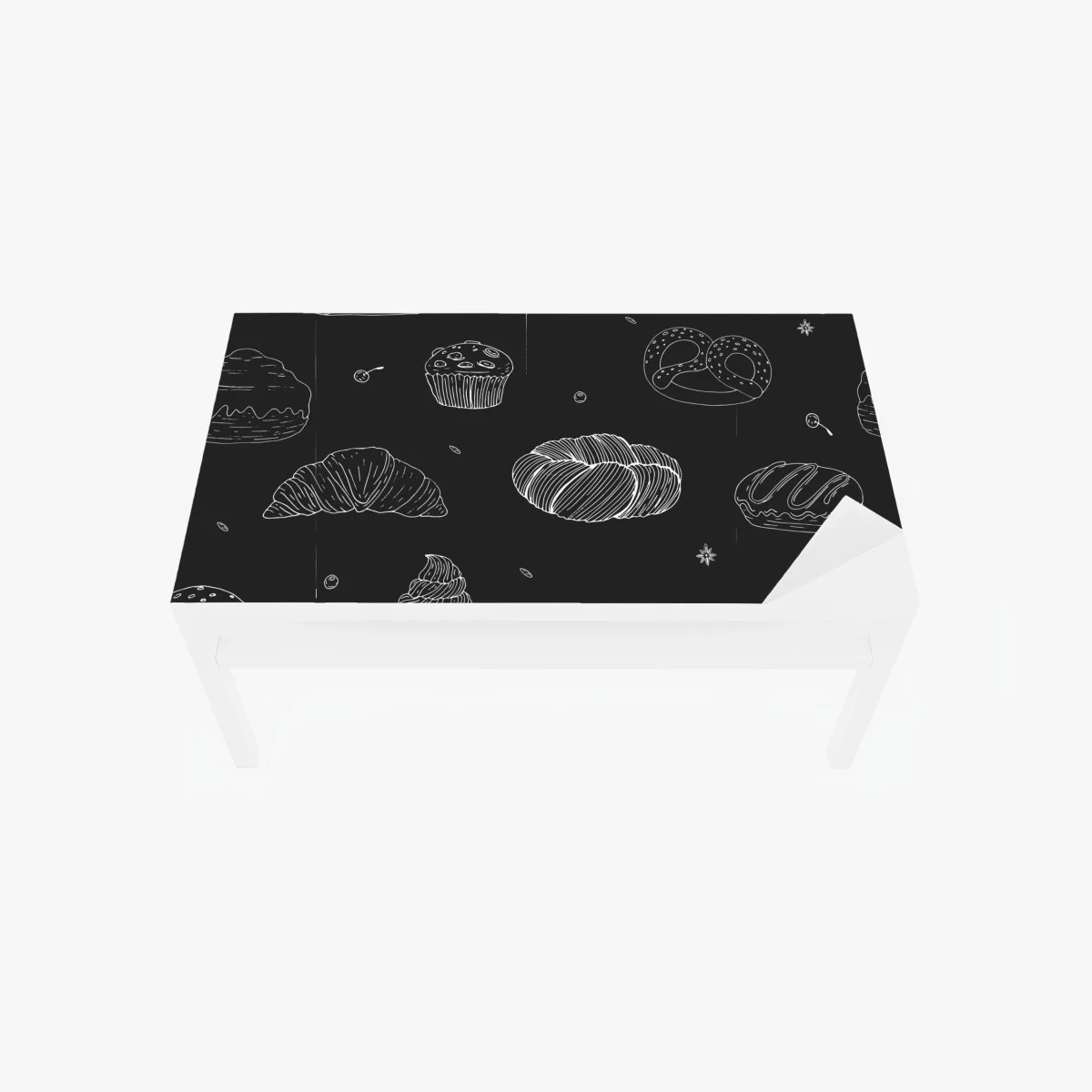 Table & desk veneer hand-drawn bakery pattern on dark background ⁕ Wallissimo® Table & desk veneer hand-drawn bakery pattern on dark background ⁕ Wallissimo®