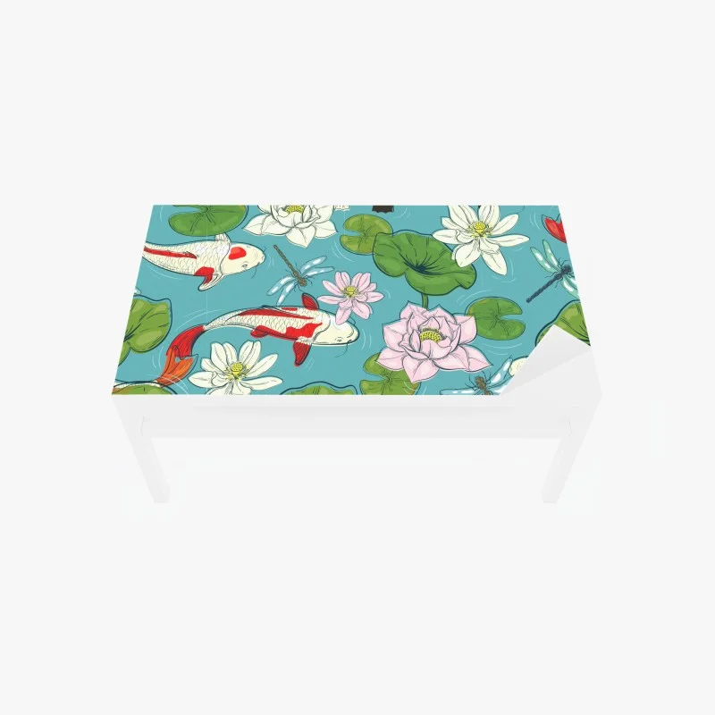 Table & desk veneer tranquil koi pond illustration
