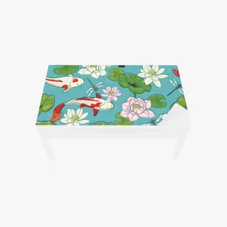 Table & desk veneer tranquil koi pond illustration • Wallissimo®