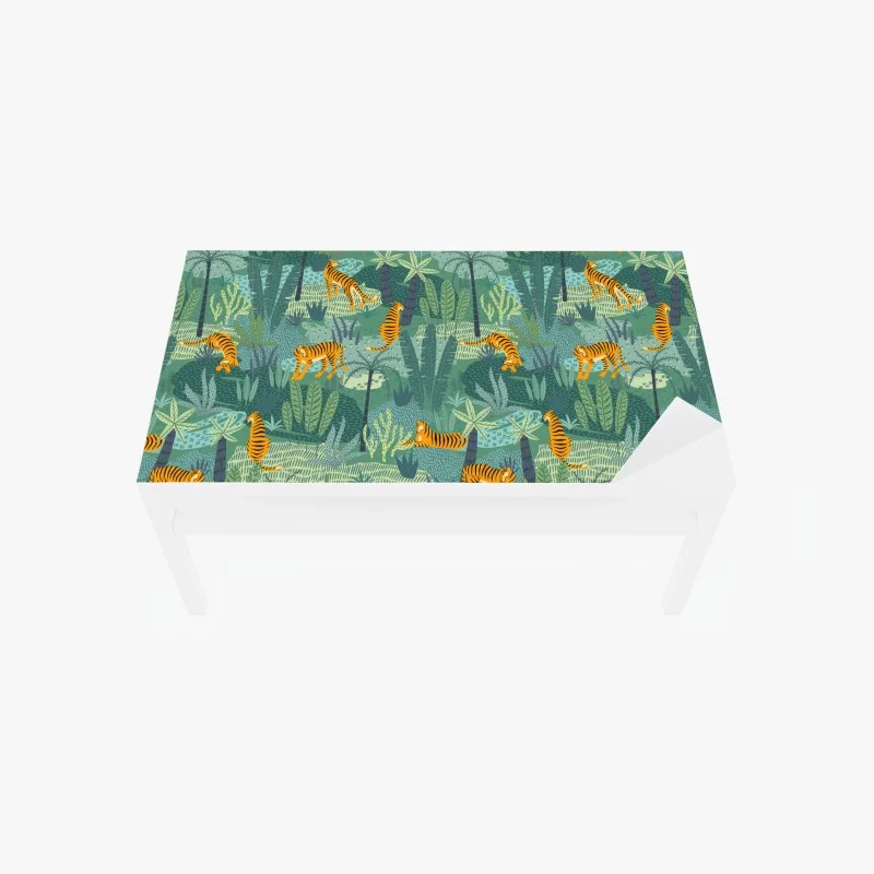 Table & desk veneer playful jungle tigers pattern