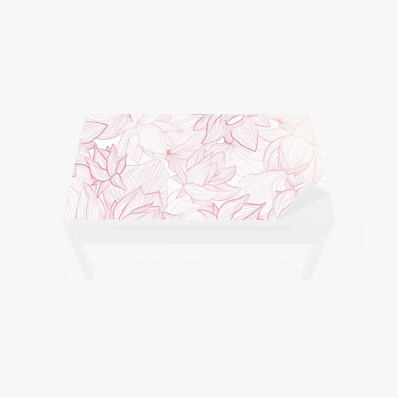 Table & desk veneer blush pink floral line art