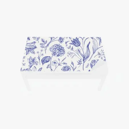Table & desk veneer classic blue toile floral pattern • Wallissimo®