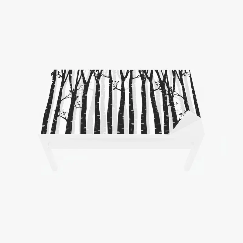 Table & desk veneer monochrome birch forest illustration