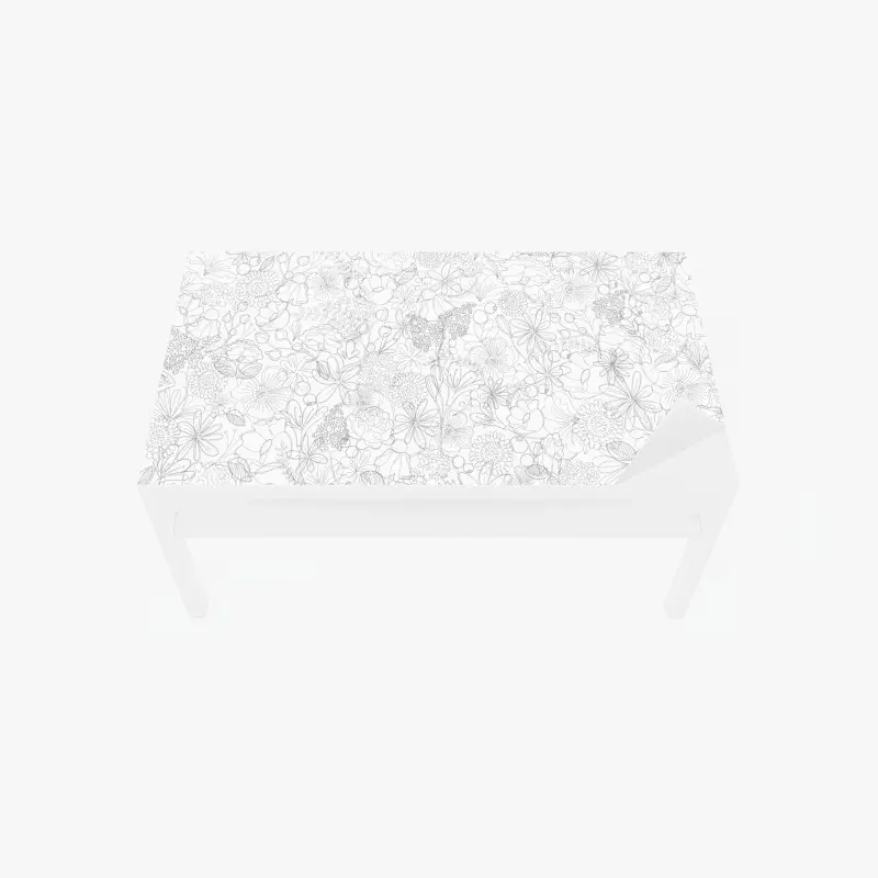 Table & desk veneer delicate hand-drawn floral line pattern