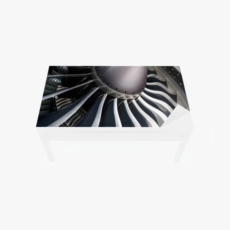 Table & desk veneer jet engine turbine close-up