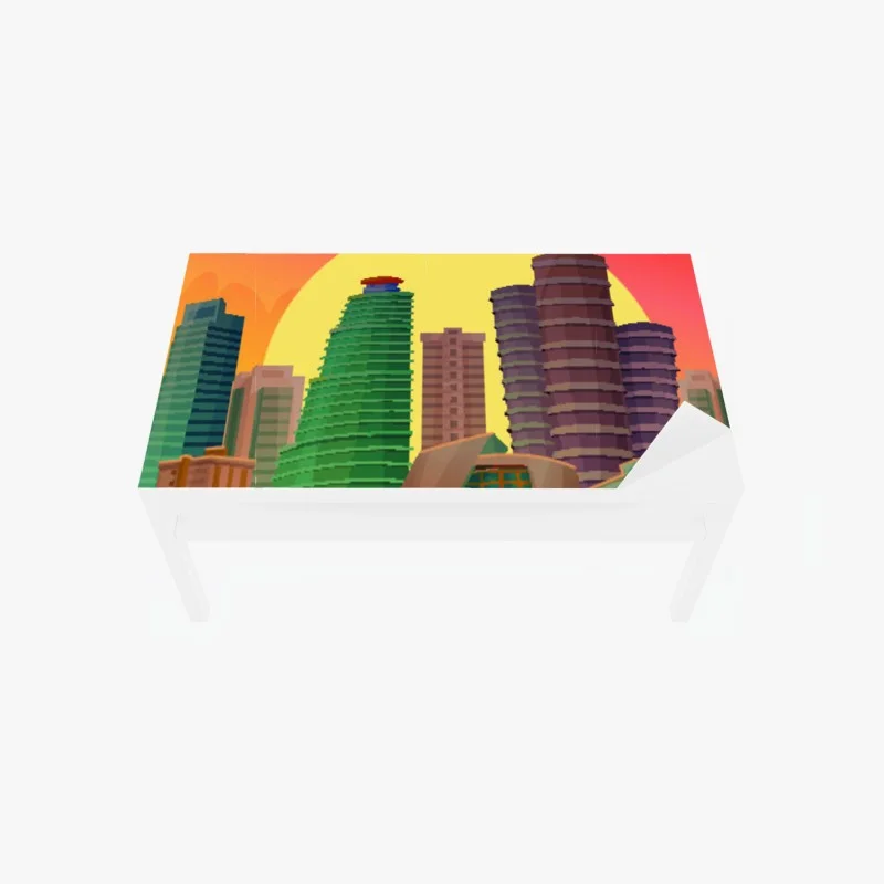 Table & desk veneer Miami sunset skyline