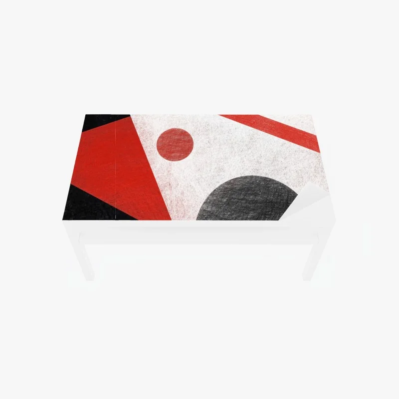 Table & desk veneer geometric abstraction in red and black