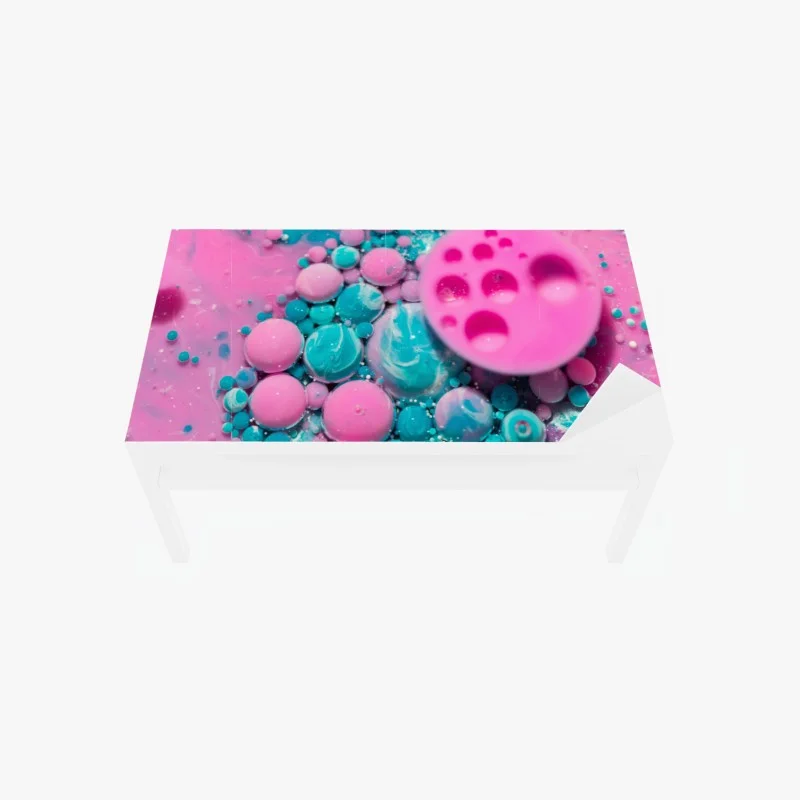Table & desk veneer pink and turquoise marble abstract
