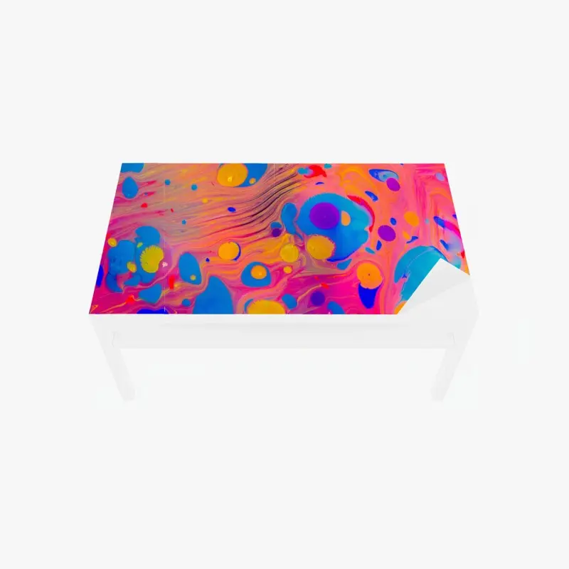 Table & desk veneer ottoman ebru marbling abstract waves