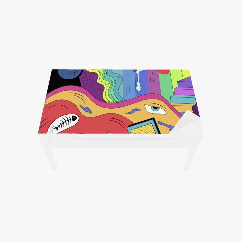Table & desk veneer psychedelic pop art dreamscape