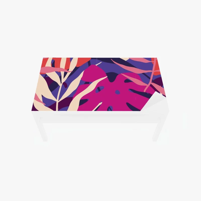 Table & desk veneer pastel tropical leaf design