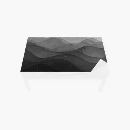 Table & desk veneer monochrome layered mountain waves • Wallissimo®