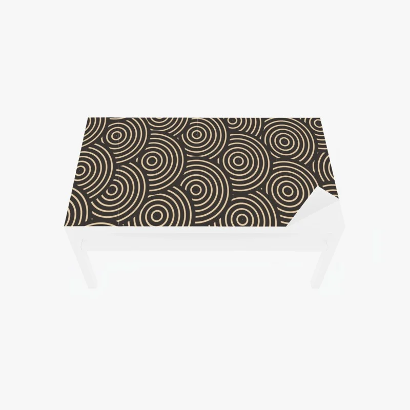 Table & desk veneer retro concentric circles pattern