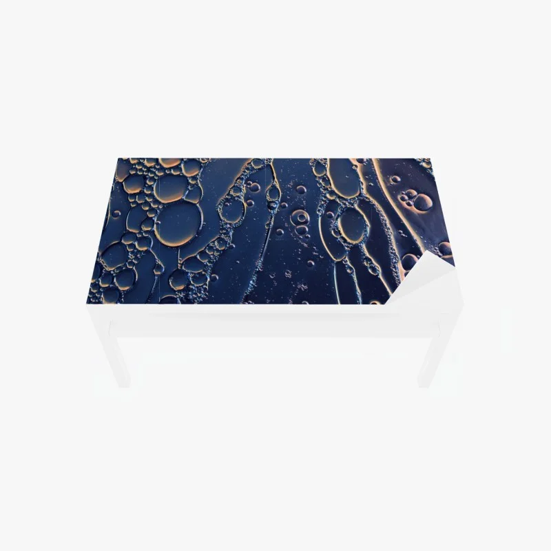 Table & desk veneer blue and gold abstract bubbles