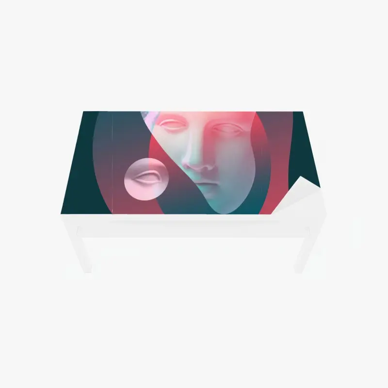 Table & desk veneer surreal classical face in duotone