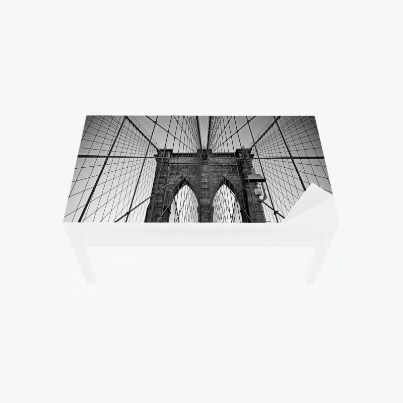Table & desk veneer symmetric suspension bridge in black and white