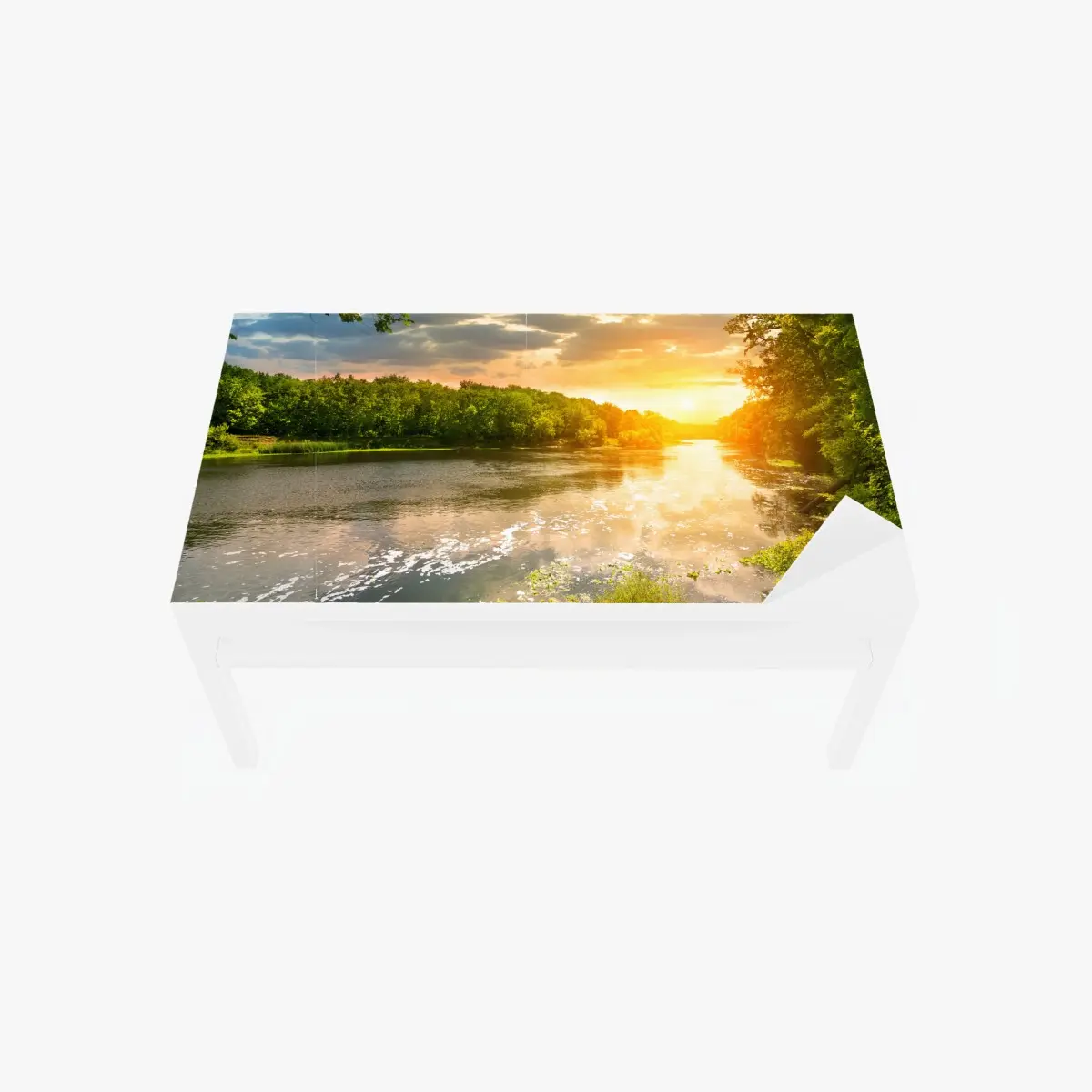 Table & desk veneer serene riverside sunset over lush forest ⁕ Wallissimo® Table & desk veneer serene riverside sunset over lush forest ⁕ Wallissimo®