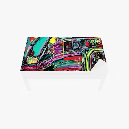 Table & desk veneer vibrant turquoise abstract car composition • Wallissimo®